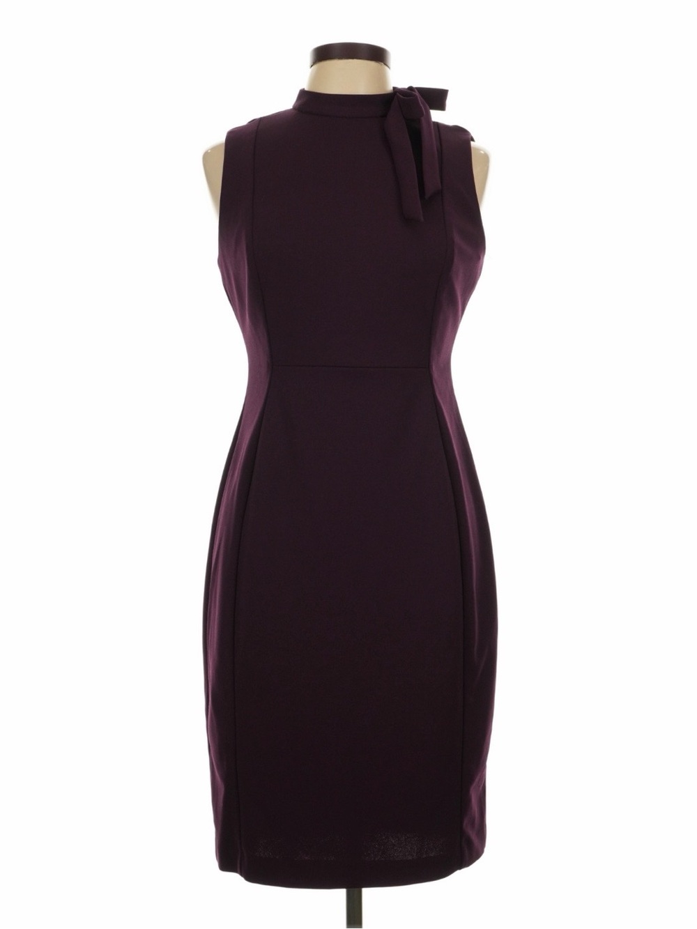 Calvin Klein Sleeveless Tie-Neck Sheath Dress in Plum
